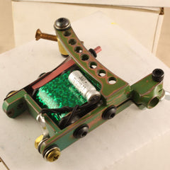 This is a handmade coil tattoo machine made for shading and coloring tattoos with tattoo ink and made for professional tattoo artists.